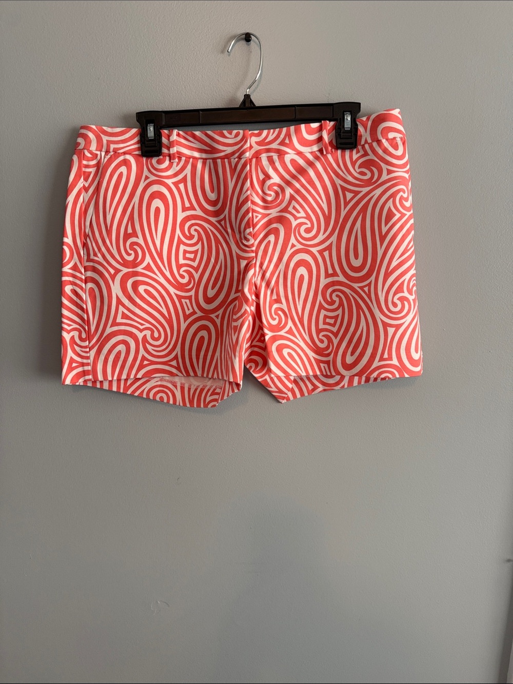 Michael Kors Coral and White Swirl Print Bermuda Shorts